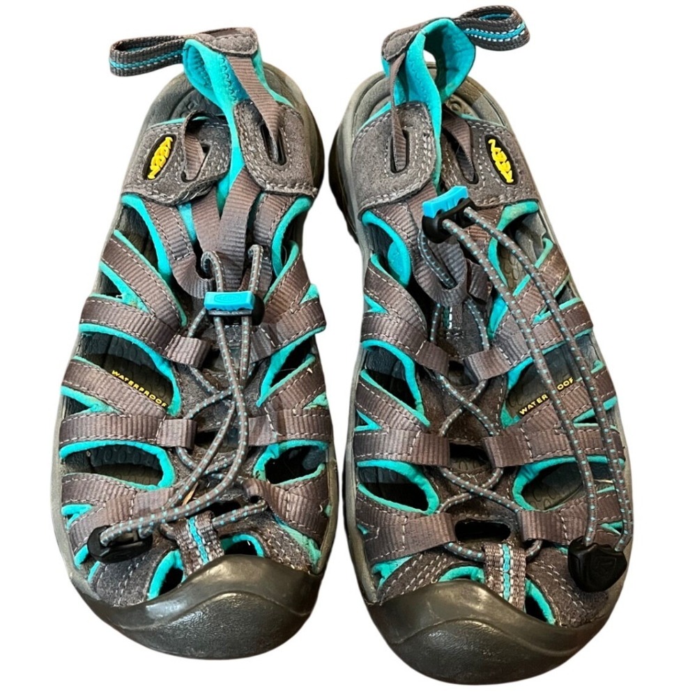 Keen Whisper Sandals Womens Gray Teal Waterproof Hiking Shoes 6.5
